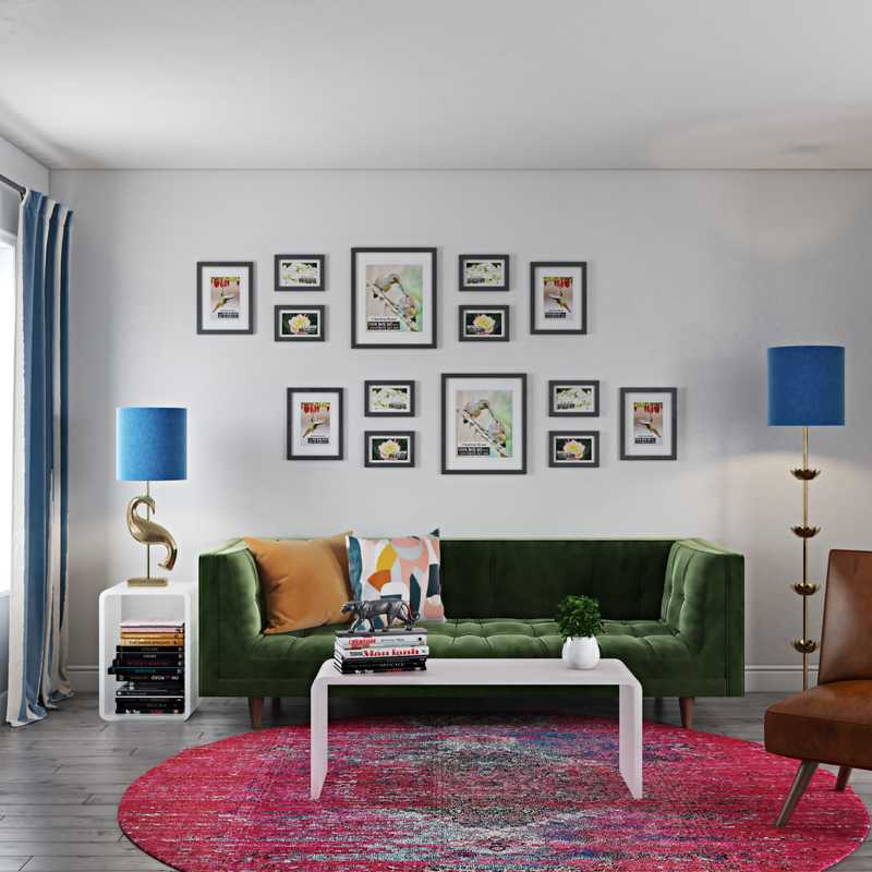 Eclectic, Bohemian, Glam, Global, Midcentury Modern Living Room Design by Havenly Interior Designer Melody