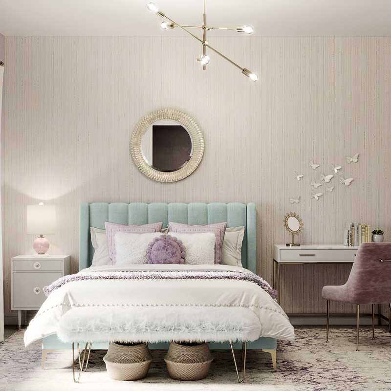 Glam, Preppy Bedroom Design by Havenly Interior Designer Fendy