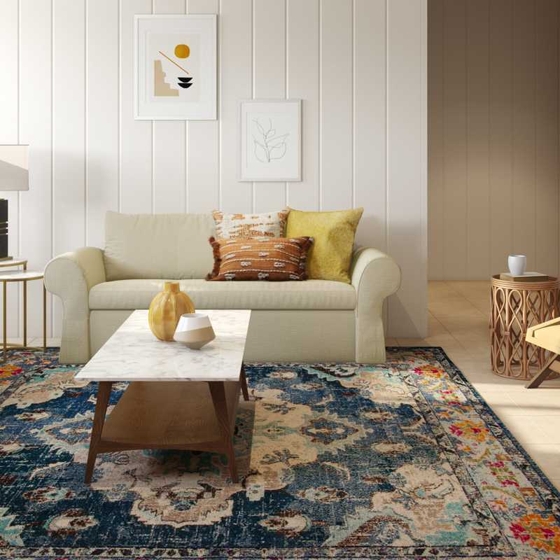 Eclectic, Bohemian, Midcentury Modern Living Room Design by Havenly Interior Designer Sam