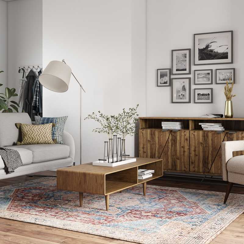 Bohemian, Midcentury Modern Living Room Design by Havenly Interior Designer Rocio