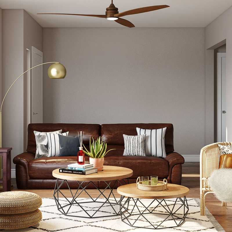 Bohemian, Glam, Midcentury Modern Living Room Design by Havenly Interior Designer Kasee