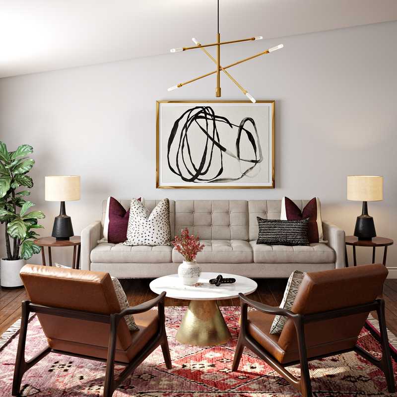 Rustic, Midcentury Modern Living Room Design by Havenly Interior Designer Michelle