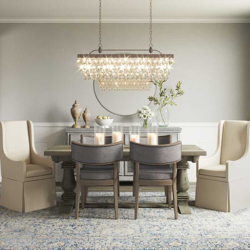 Classic, Farmhouse, Transitional, Preppy Dining Room Design by Havenly Interior Designer Stacy
