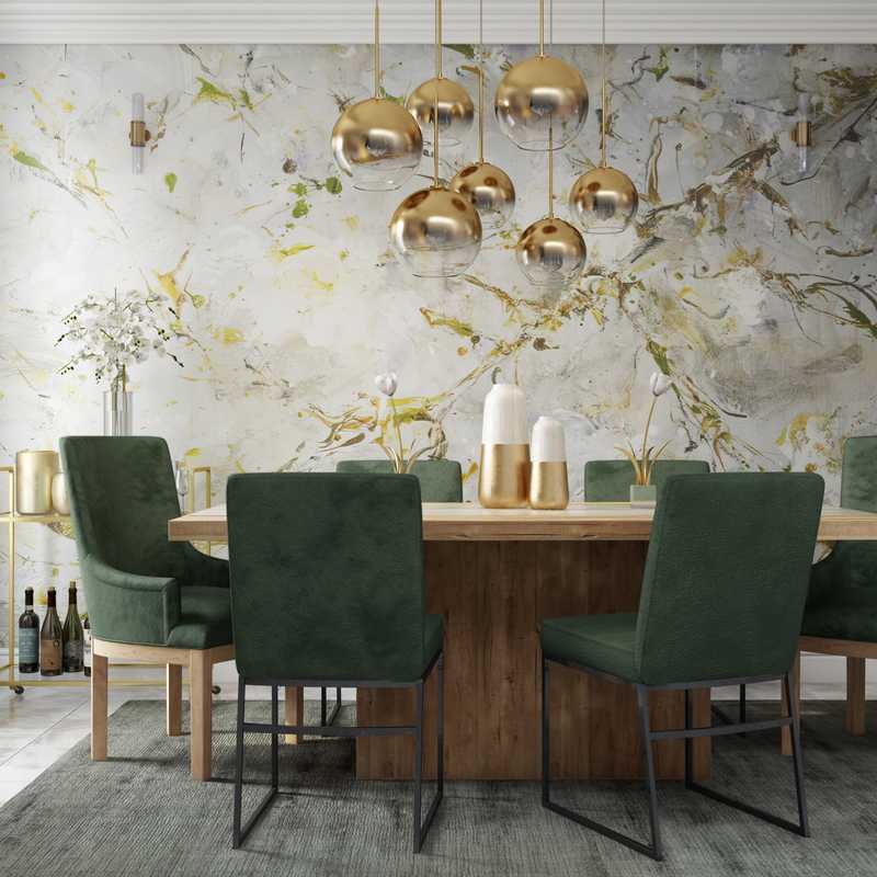 Contemporary, Glam, Midcentury Modern Dining Room Design by Havenly Interior Designer Heather