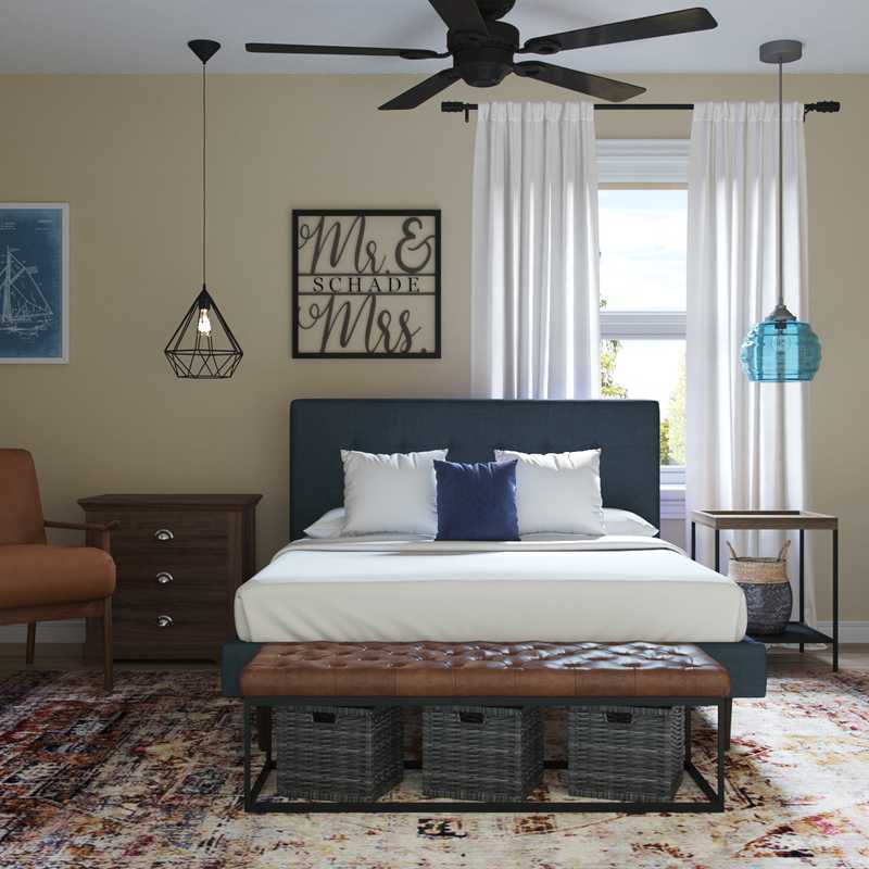 Coastal, Industrial, Transitional Bedroom Design by Havenly Interior Designer Elyse