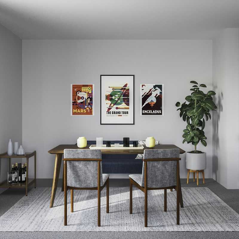 Bohemian, Midcentury Modern Dining Room Design by Havenly Interior Designer Shaina