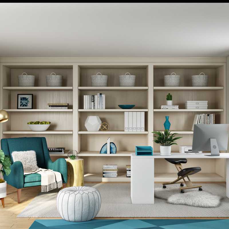 Bohemian, Midcentury Modern, Scandinavian Office Design by Havenly Interior Designer Emilee