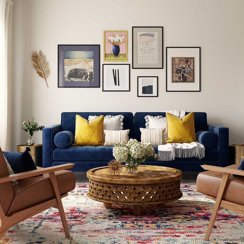 Eclectic, Bohemian, Glam, Global Living Room Design by Havenly Interior Designer Danielle