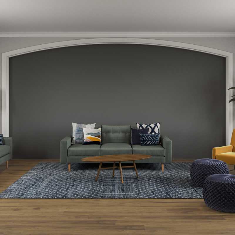 Modern, Midcentury Modern Living Room Design by Havenly Interior Designer Kristine
