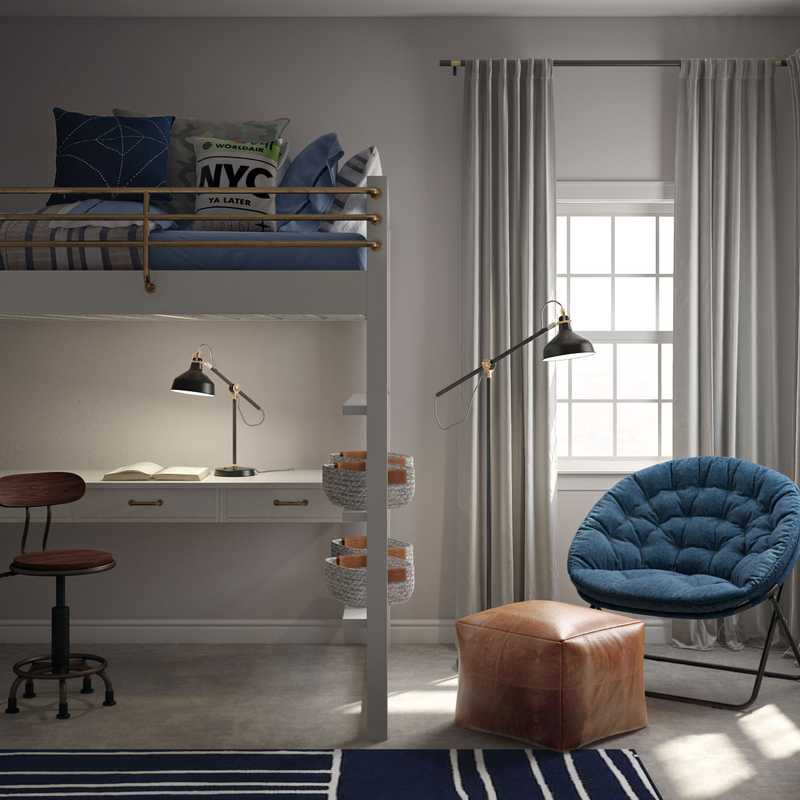 Midcentury Modern, Preppy Bedroom Design by Havenly Interior Designer Isabella