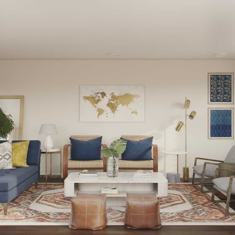 Bohemian, Midcentury Modern Living Room Design by Havenly Interior Designer Katie