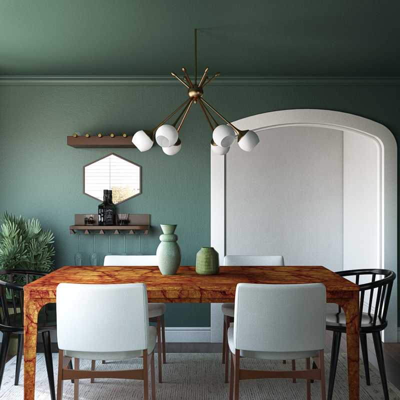 Eclectic, Glam, Midcentury Modern Dining Room Design by Havenly Interior Designer Paige