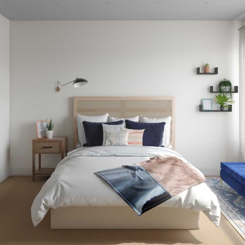 Bohemian, Global, Midcentury Modern Bedroom Design by Havenly Interior Designer Madison