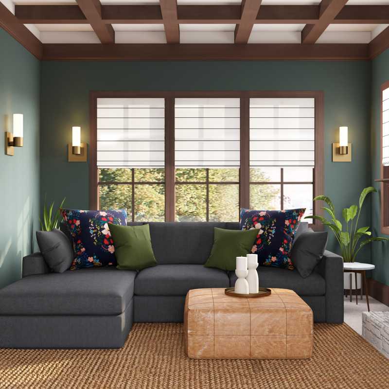 Eclectic, Bohemian, Midcentury Modern Living Room Design by Havenly Interior Designer Adrian