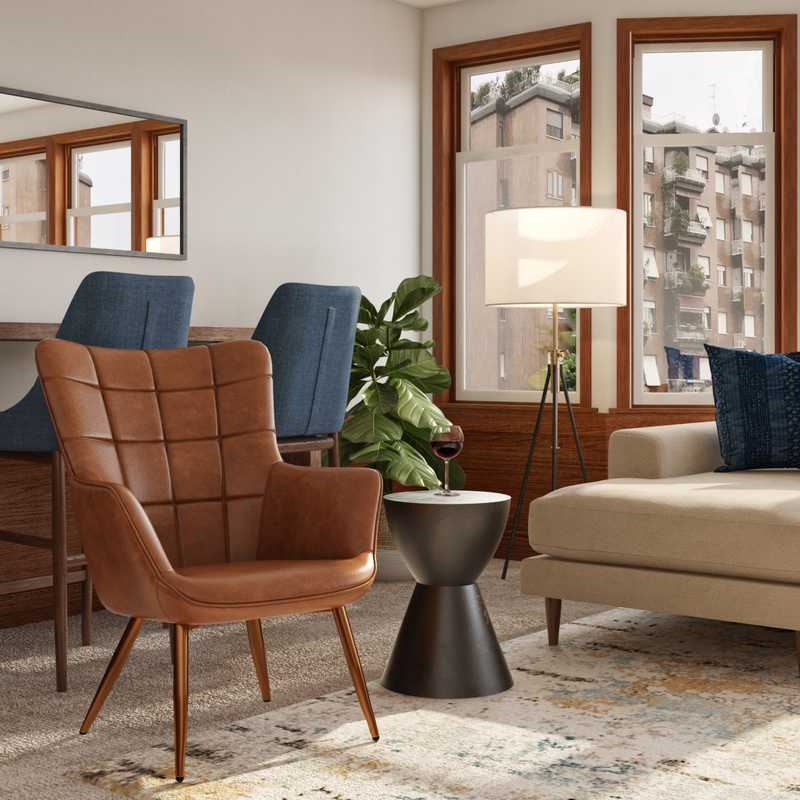 Bohemian, Midcentury Modern, Scandinavian Living Room Design by Havenly Interior Designer Shaina