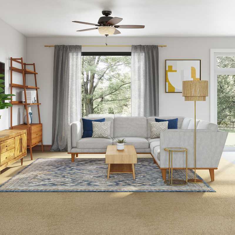 Modern, Eclectic, Bohemian, Global, Midcentury Modern Living Room Design by Havenly Interior Designer Masooma