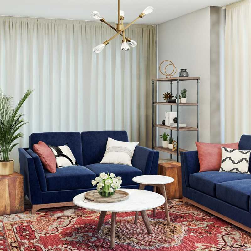 Eclectic, Bohemian, Midcentury Modern Living Room Design by Havenly Interior Designer Fendy