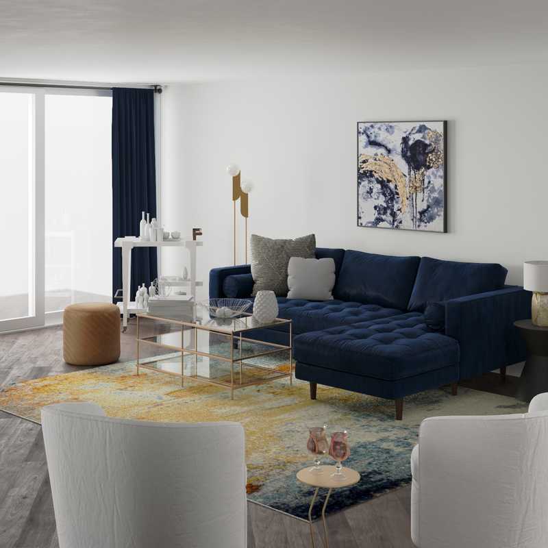 Modern, Glam, Midcentury Modern Living Room Design by Havenly Interior Designer Waleska
