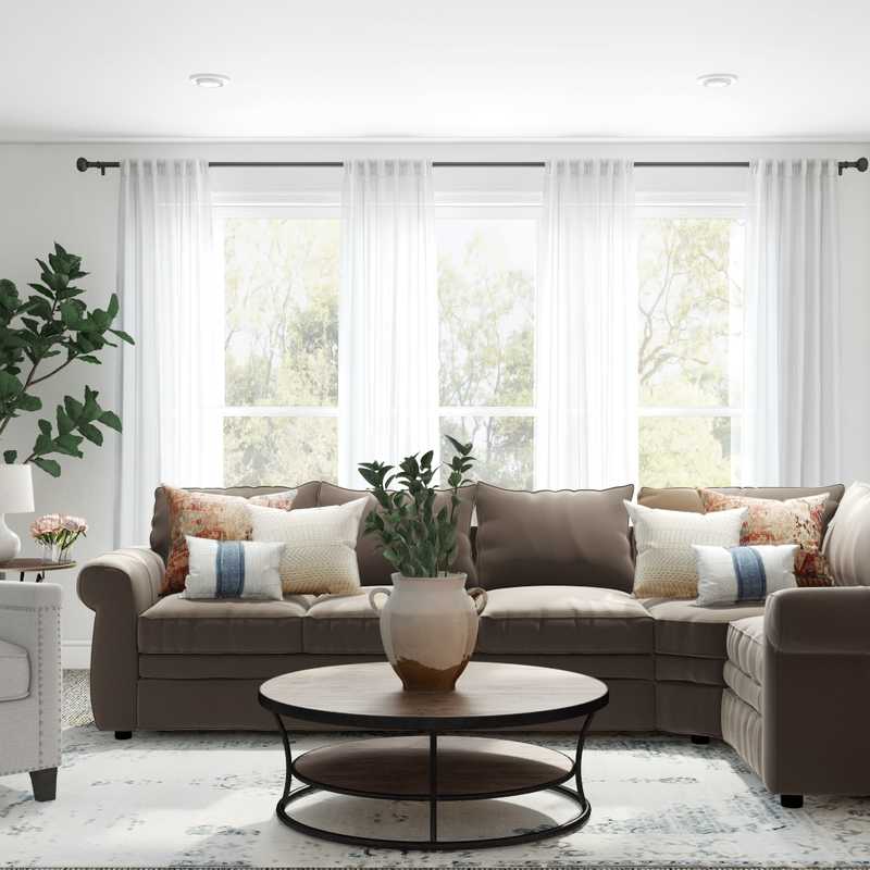 Classic, Farmhouse Living Room Design by Havenly Interior Designer Kaity