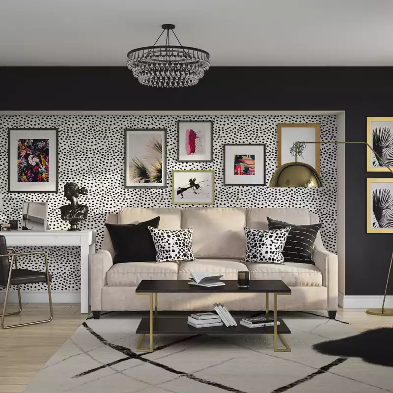 Modern, Glam, Preppy Living Room Design by Havenly Interior Designer Namita
