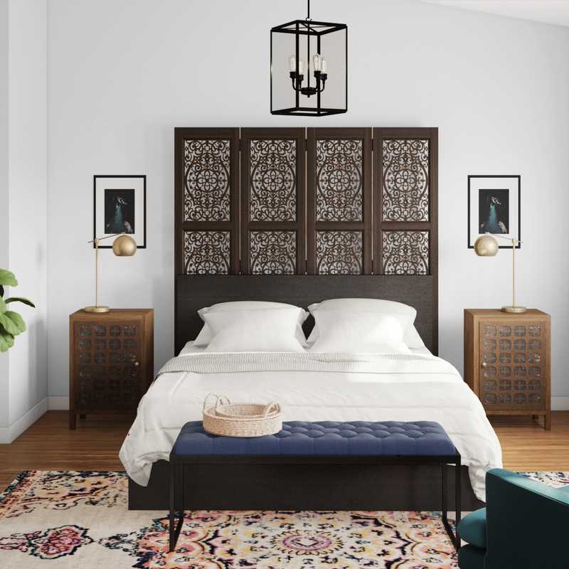 Bohemian, Coastal, Global Bedroom Design by Havenly Interior Designer Aleena