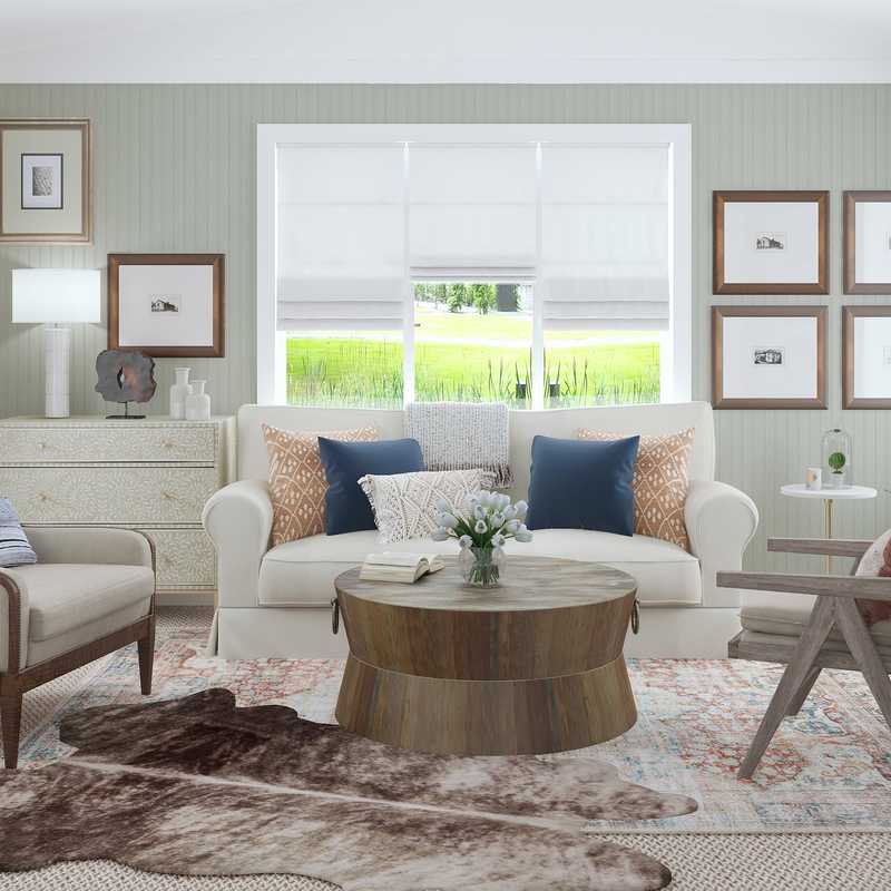 Eclectic, Bohemian, Farmhouse Living Room Design by Havenly Interior Designer Sara