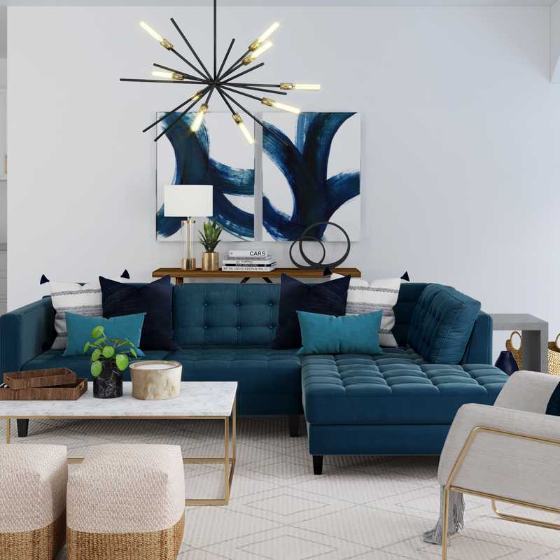 Modern, Bohemian, Minimal Living Room Design by Havenly Interior Designer Karen