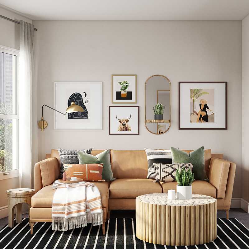 Bohemian, Midcentury Modern, Scandinavian Living Room Design by Havenly Interior Designer Shelly