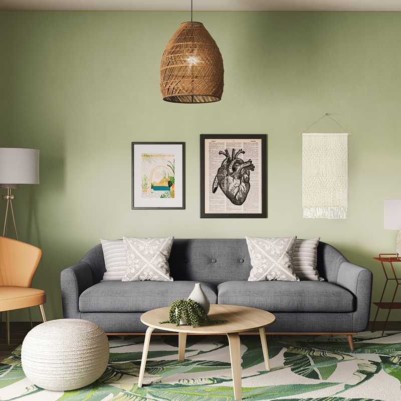 Bohemian, Midcentury Modern Living Room Design by Havenly Interior Designer Sofia