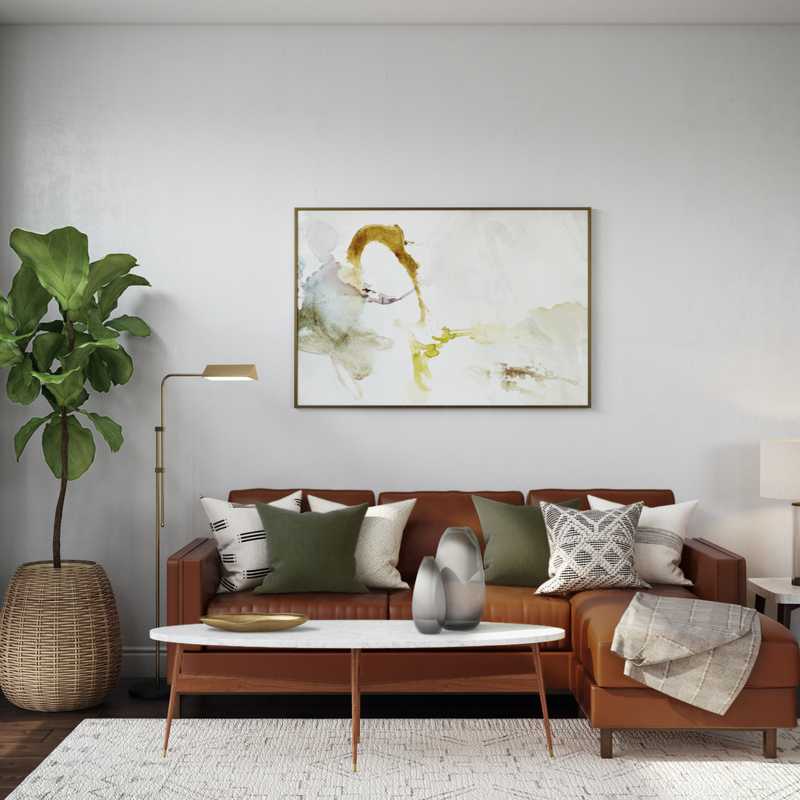 Modern, Eclectic, Bohemian, Vintage, Midcentury Modern Living Room Design by Havenly Interior Designer Lyndsi