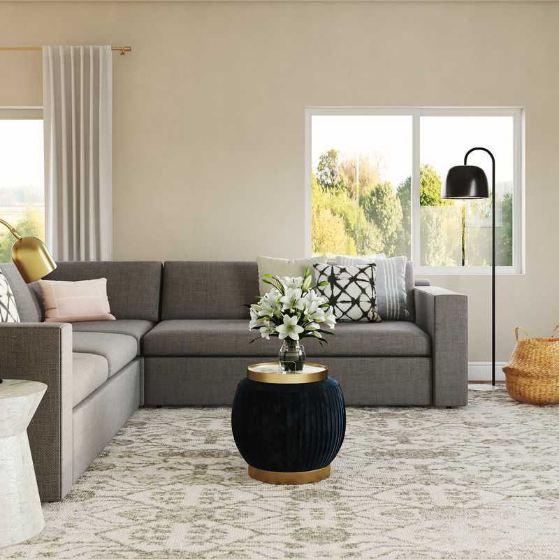 Contemporary, Glam, Preppy Living Room Design by Havenly Interior Designer Corey