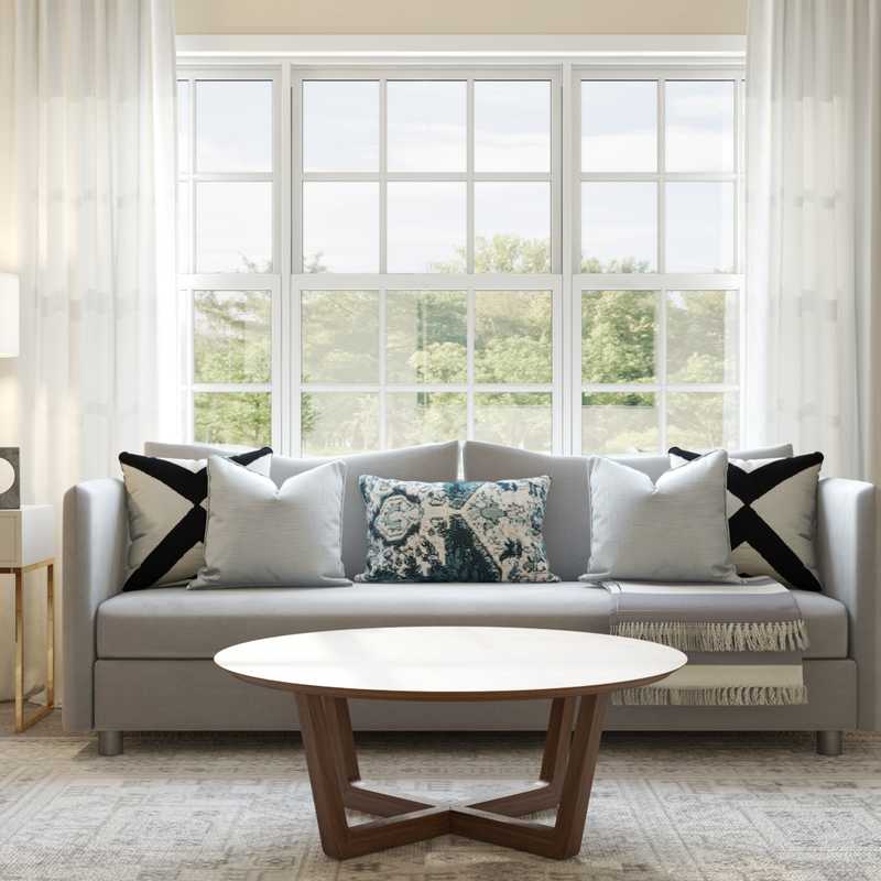 Modern, Midcentury Modern Living Room Design by Havenly Interior Designer Aubrey