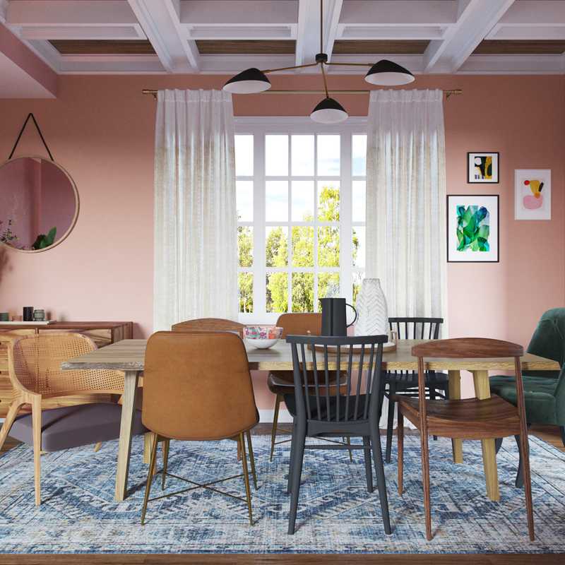 Bohemian, Global, Midcentury Modern Dining Room Design by Havenly Interior Designer Alexandra