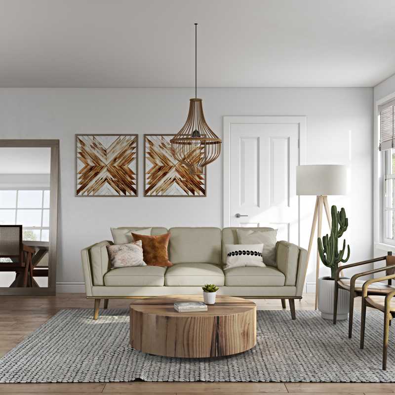 Bohemian, Rustic, Midcentury Modern Living Room Design by Havenly Interior Designer Maria