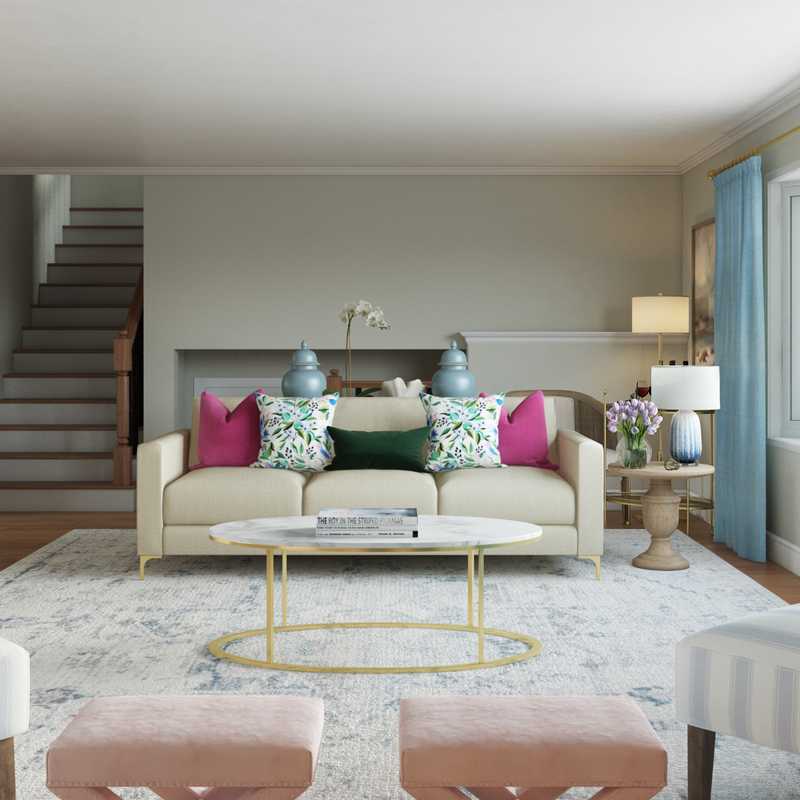 Contemporary, Eclectic Living Room Design by Havenly Interior Designer Lauren