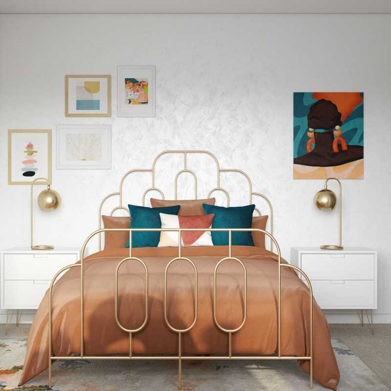 Bohemian, Midcentury Modern Bedroom Design by Havenly Interior Designer Madeline