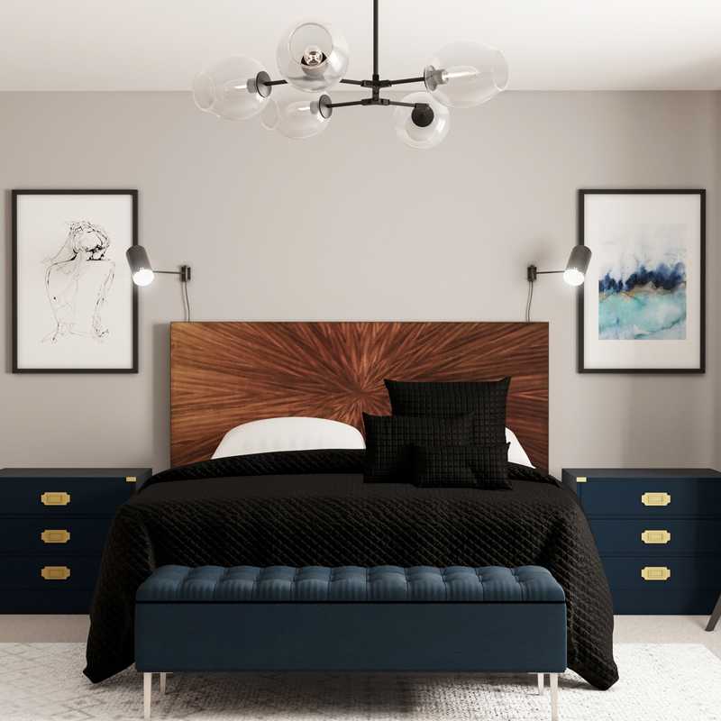 Modern, Coastal, Glam, Midcentury Modern, Minimal Bedroom Design by Havenly Interior Designer Grey