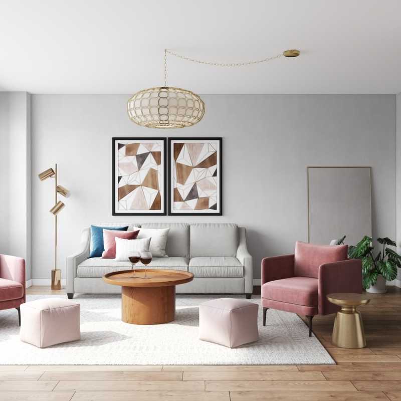 Bohemian, Glam, Scandinavian Living Room Design by Havenly Interior Designer Emelia