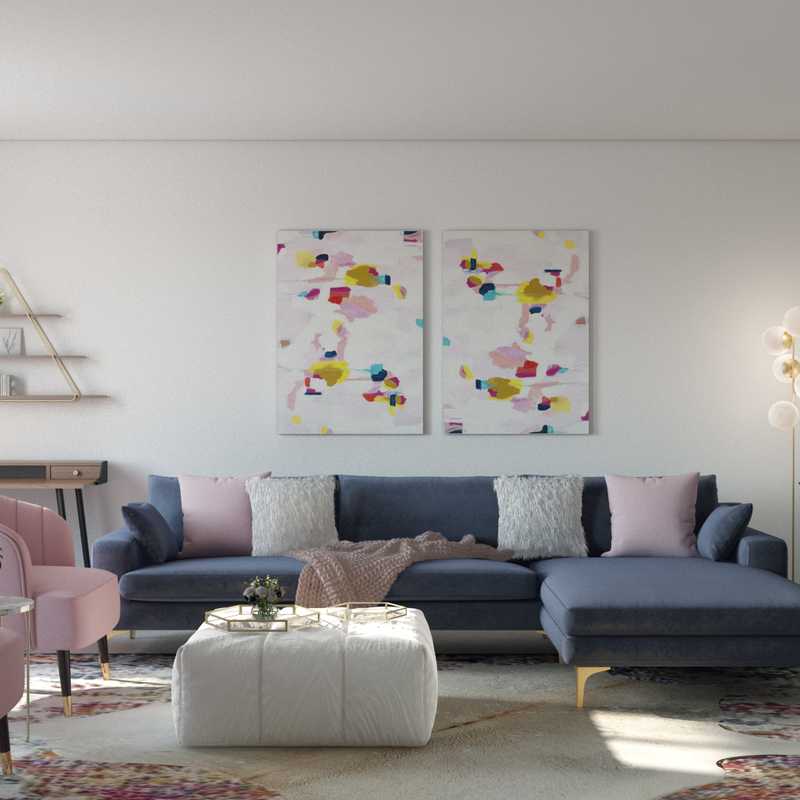 Modern, Glam, Midcentury Modern Living Room Design by Havenly Interior Designer Gabrielle