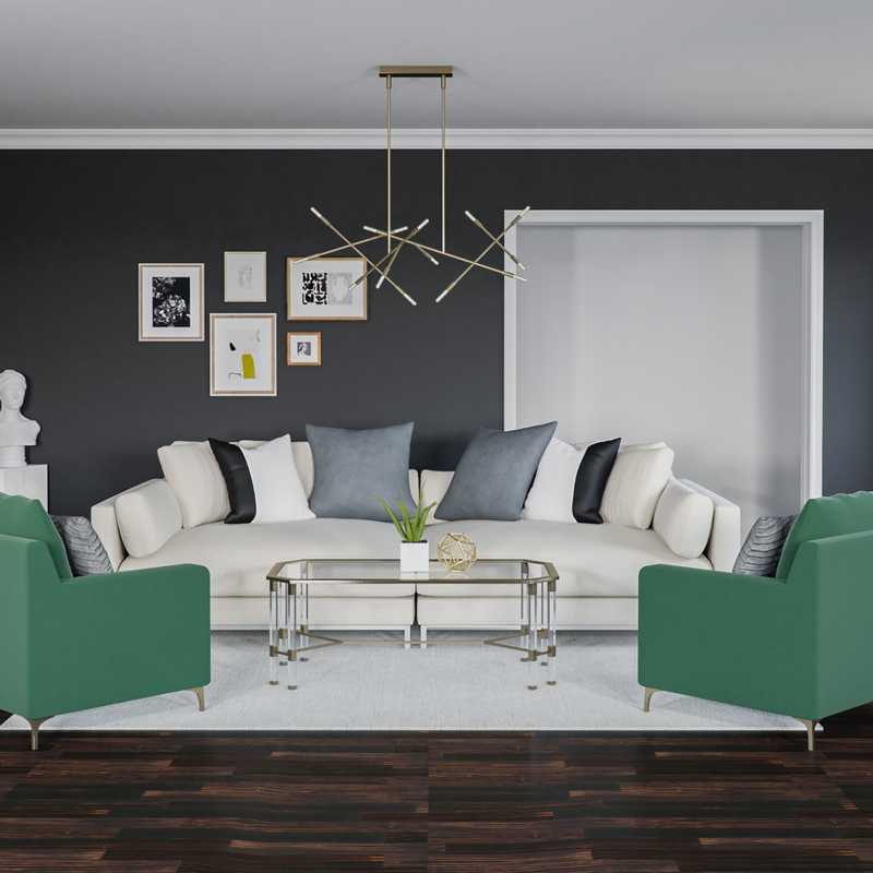 Contemporary, Glam, Preppy Living Room Design by Havenly Interior Designer Karen