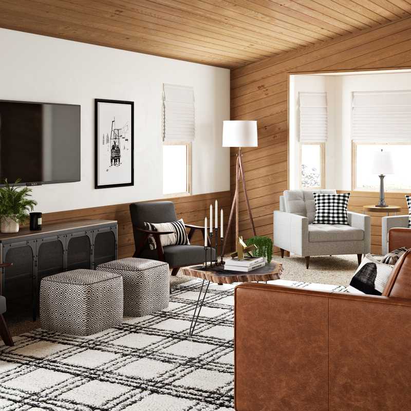 Contemporary, Bohemian, Industrial, Farmhouse, Rustic, Midcentury Modern, Scandinavian Living Room Design by Havenly Interior Designer Lisa