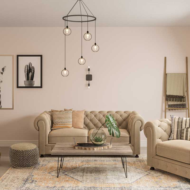 Bohemian, Midcentury Modern Living Room Design by Havenly Interior Designer Edith
