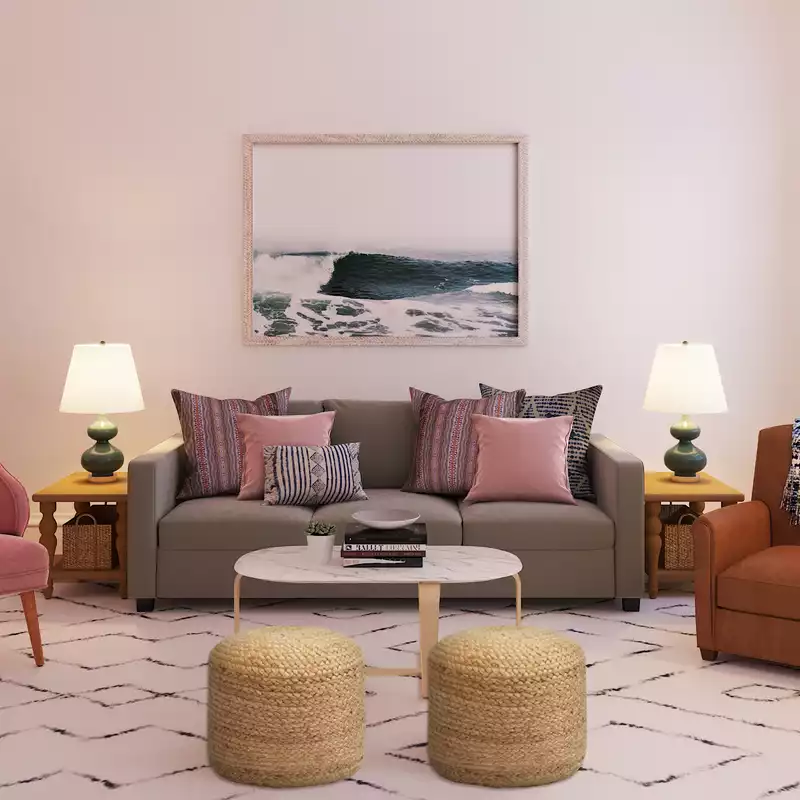 Eclectic, Bohemian, Midcentury Modern Living Room Design by Havenly Interior Designer Sam