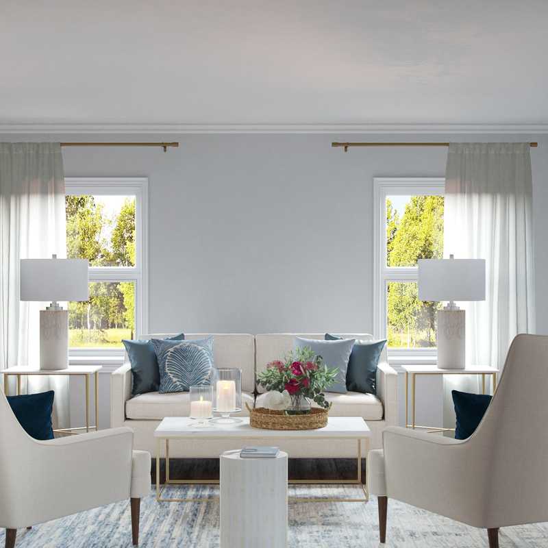 Coastal, Glam Living Room Design by Havenly Interior Designer Tatiana