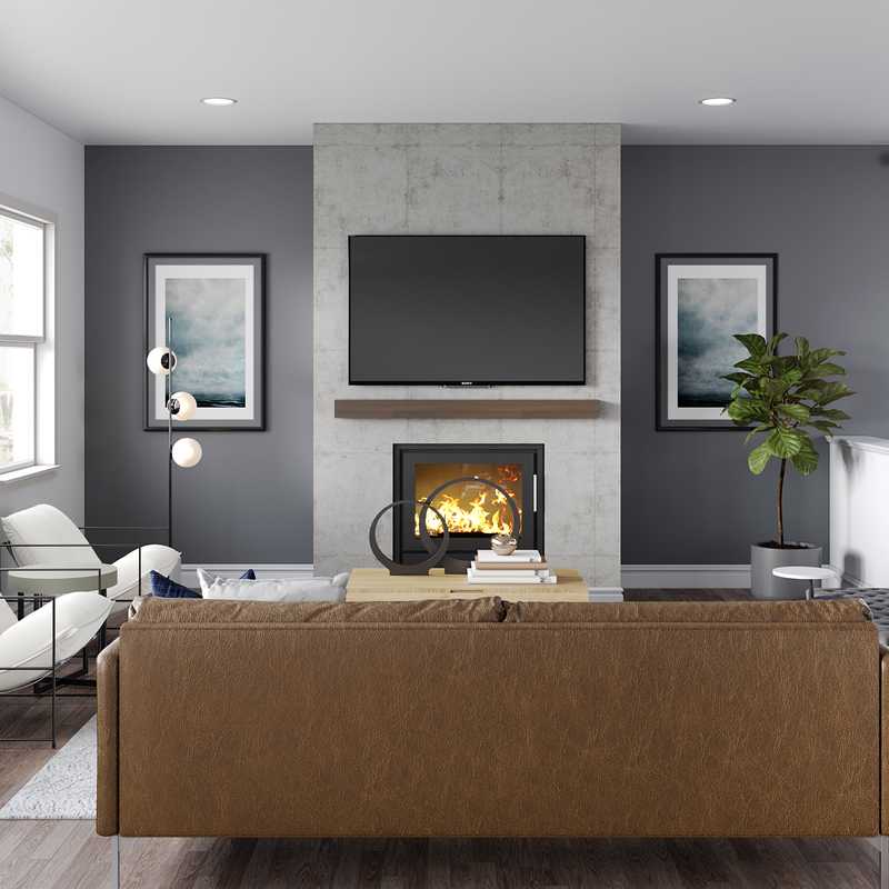 Industrial, Minimal, Scandinavian Living Room Design by Havenly Interior Designer Karen