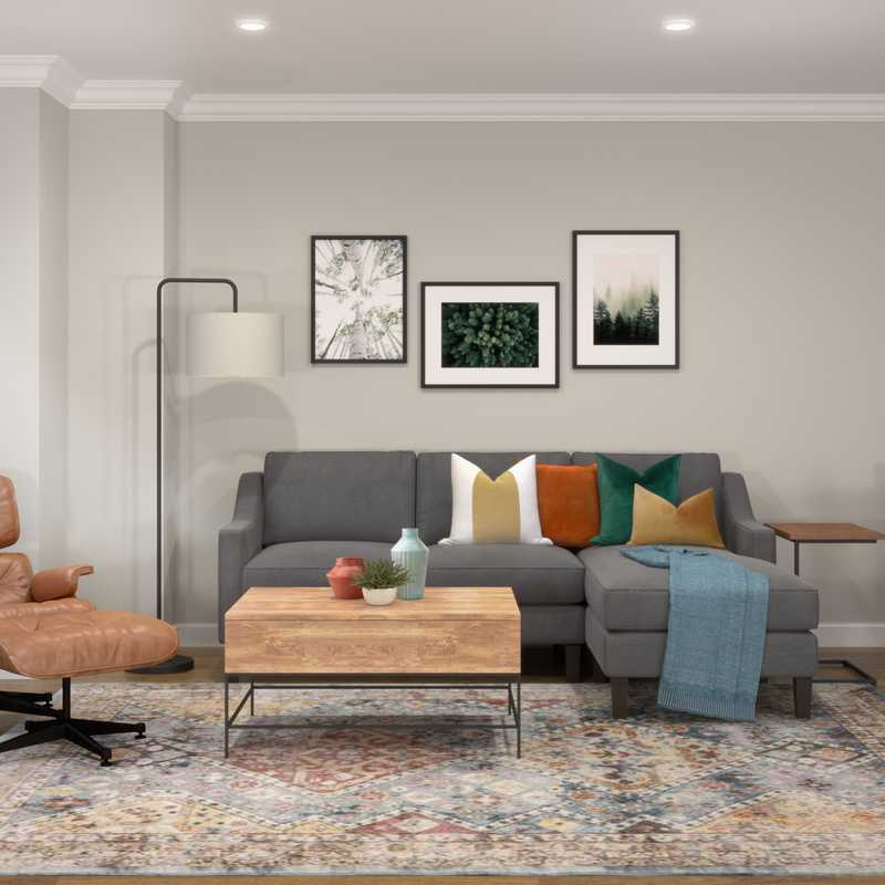 Industrial, Midcentury Modern, Scandinavian Living Room Design by Havenly Interior Designer Natalie