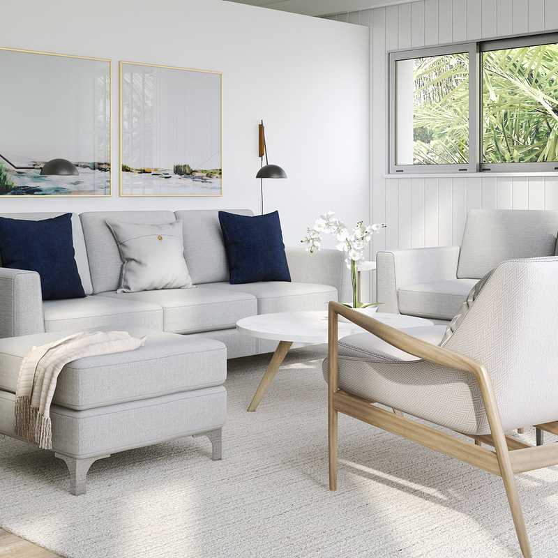 Coastal, Minimal, Scandinavian Living Room Design by Havenly Interior Designer Robyn