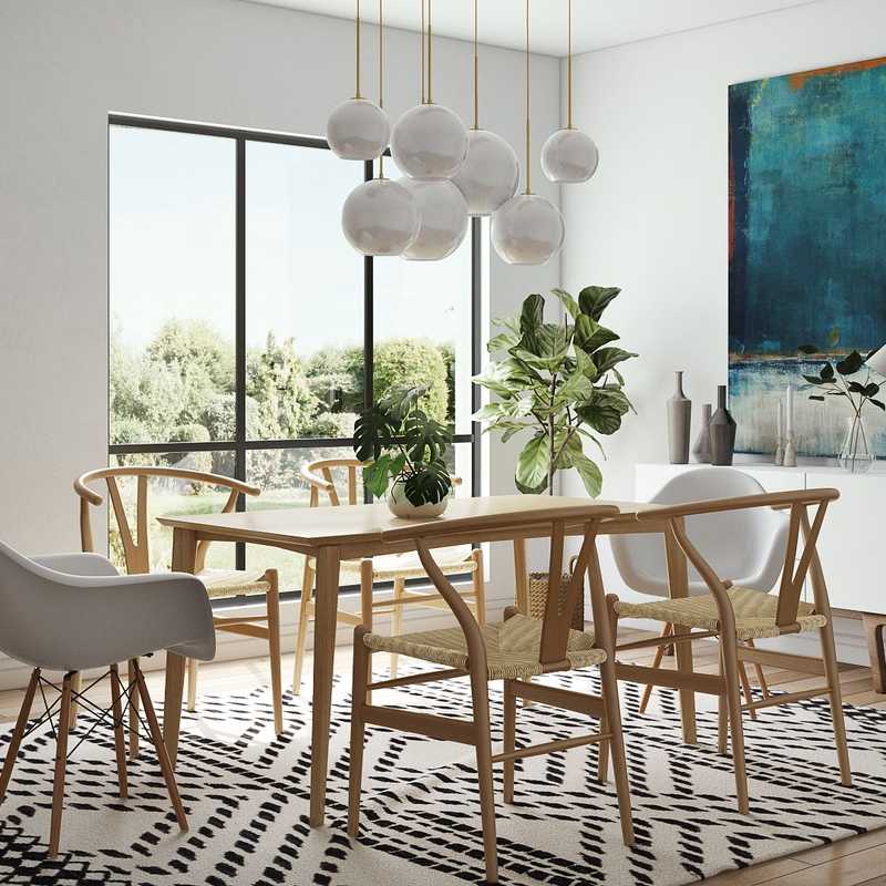Bohemian, Midcentury Modern Dining Room Design by Havenly Interior Designer Lena