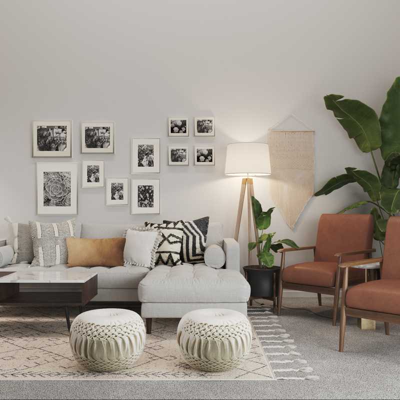 Bohemian, Midcentury Modern Living Room Design by Havenly Interior Designer Ghianella