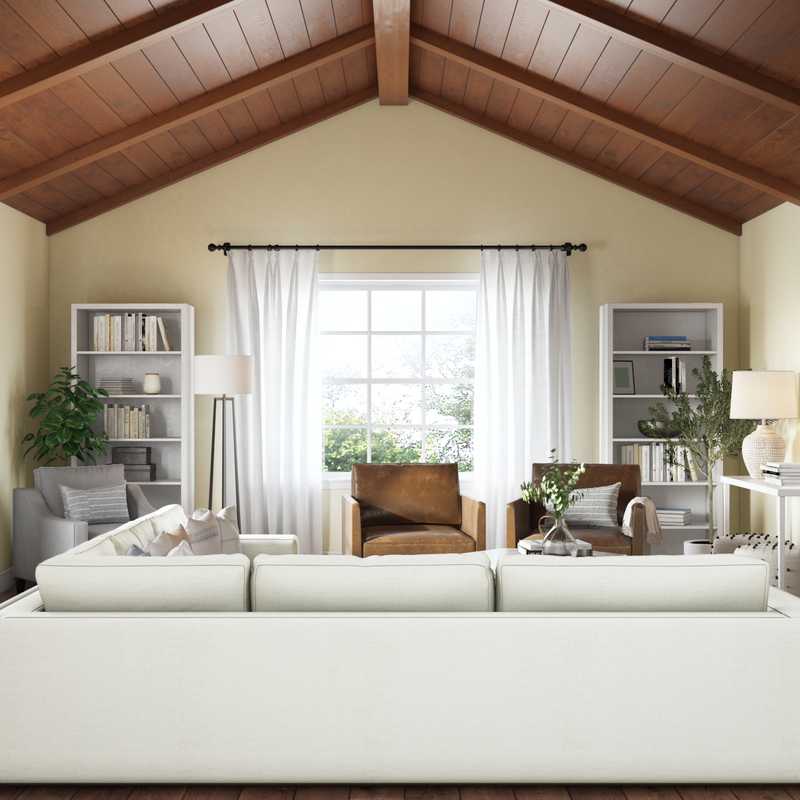 Coastal, Transitional Living Room Design by Havenly Interior Designer Vivian